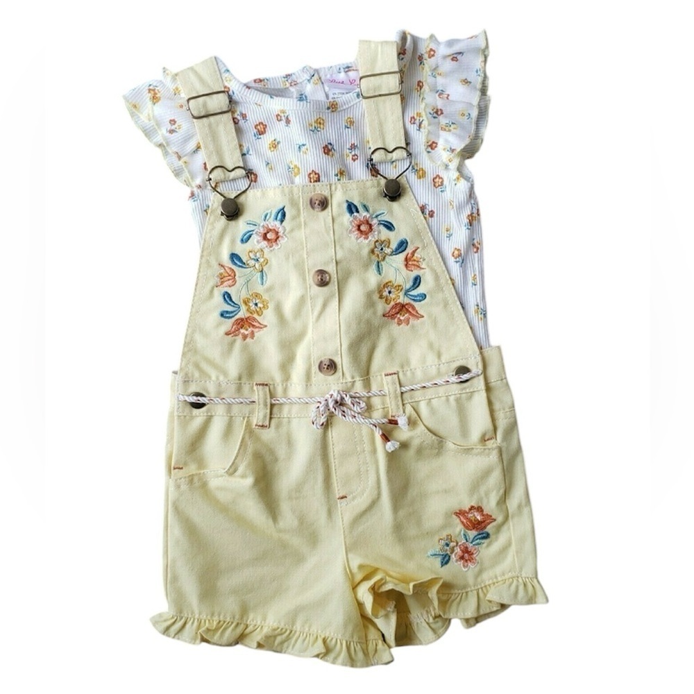 Little Lass | Baby Girl Yellow Floral Overall Jumper‎
